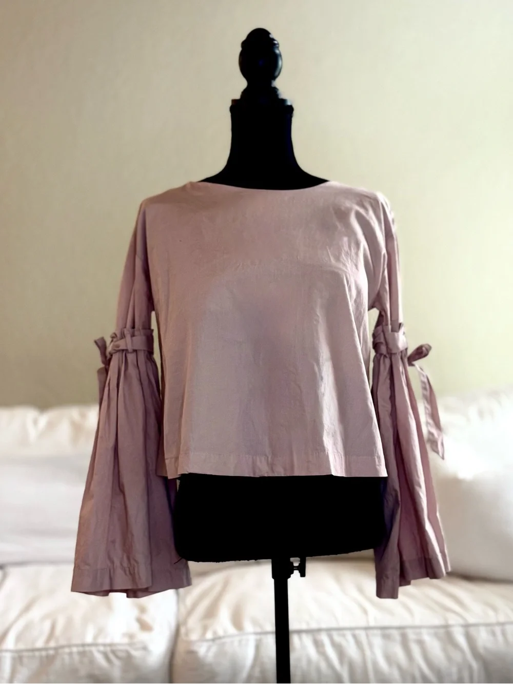 Free People Soft Blush Bell Sleeve Tie Top Avant Garde Artistic